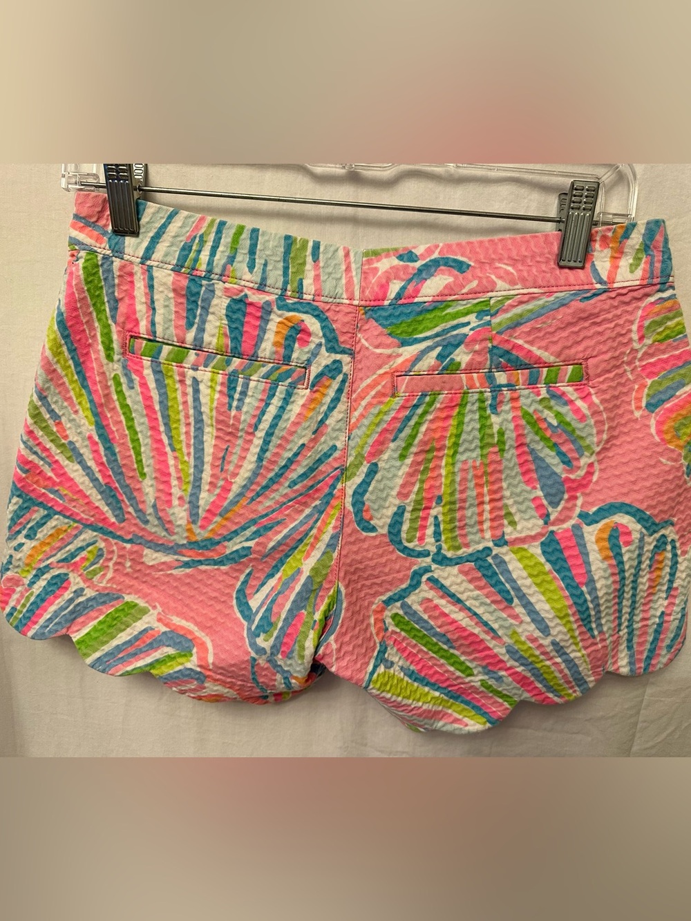 Lilly Pulitzer Buttercup Shorts Tropical Palm Scallop Hem Textured Cotton Size 0 - Picture 5 of 9